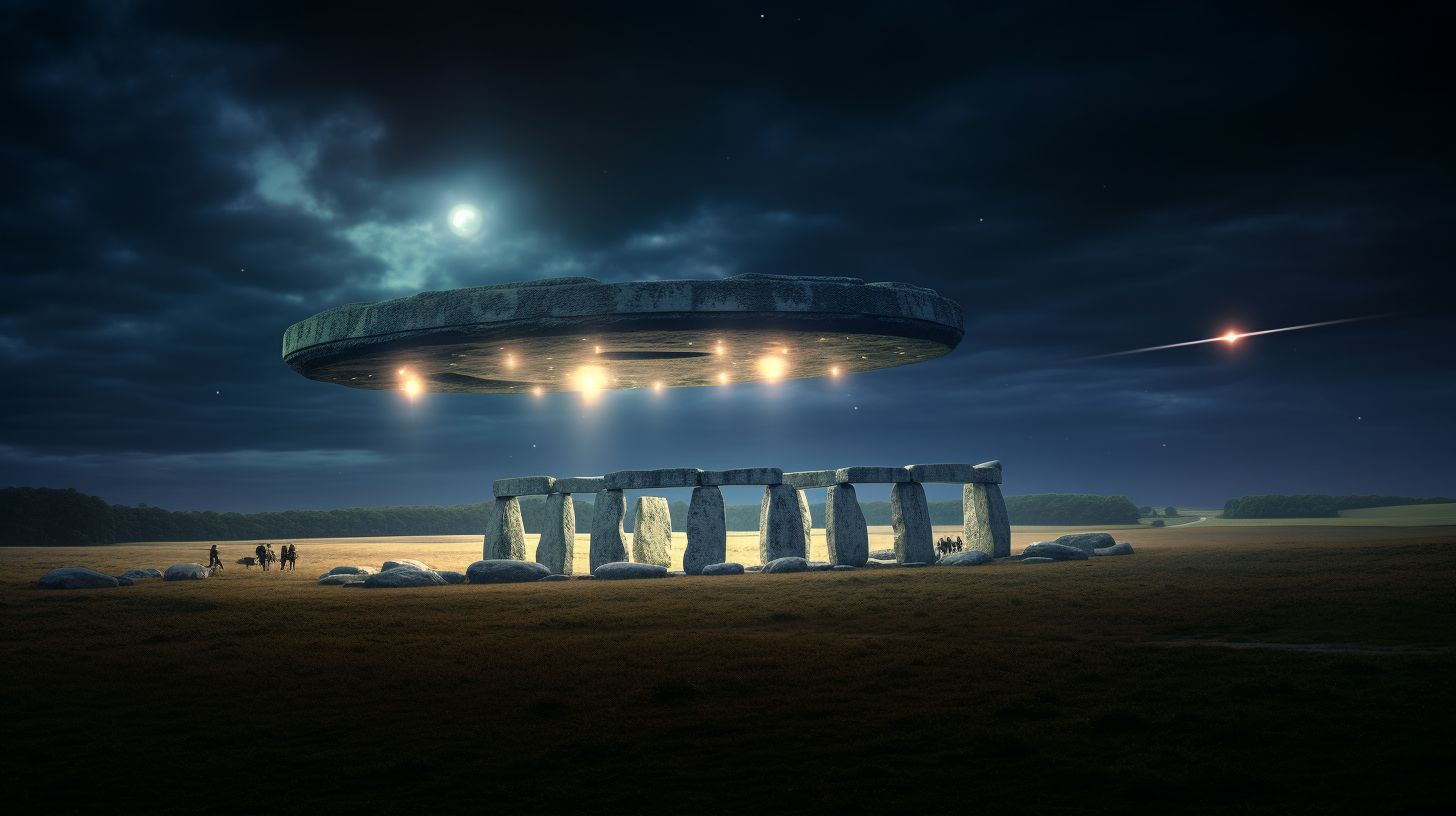 alien ufo above stonehenge